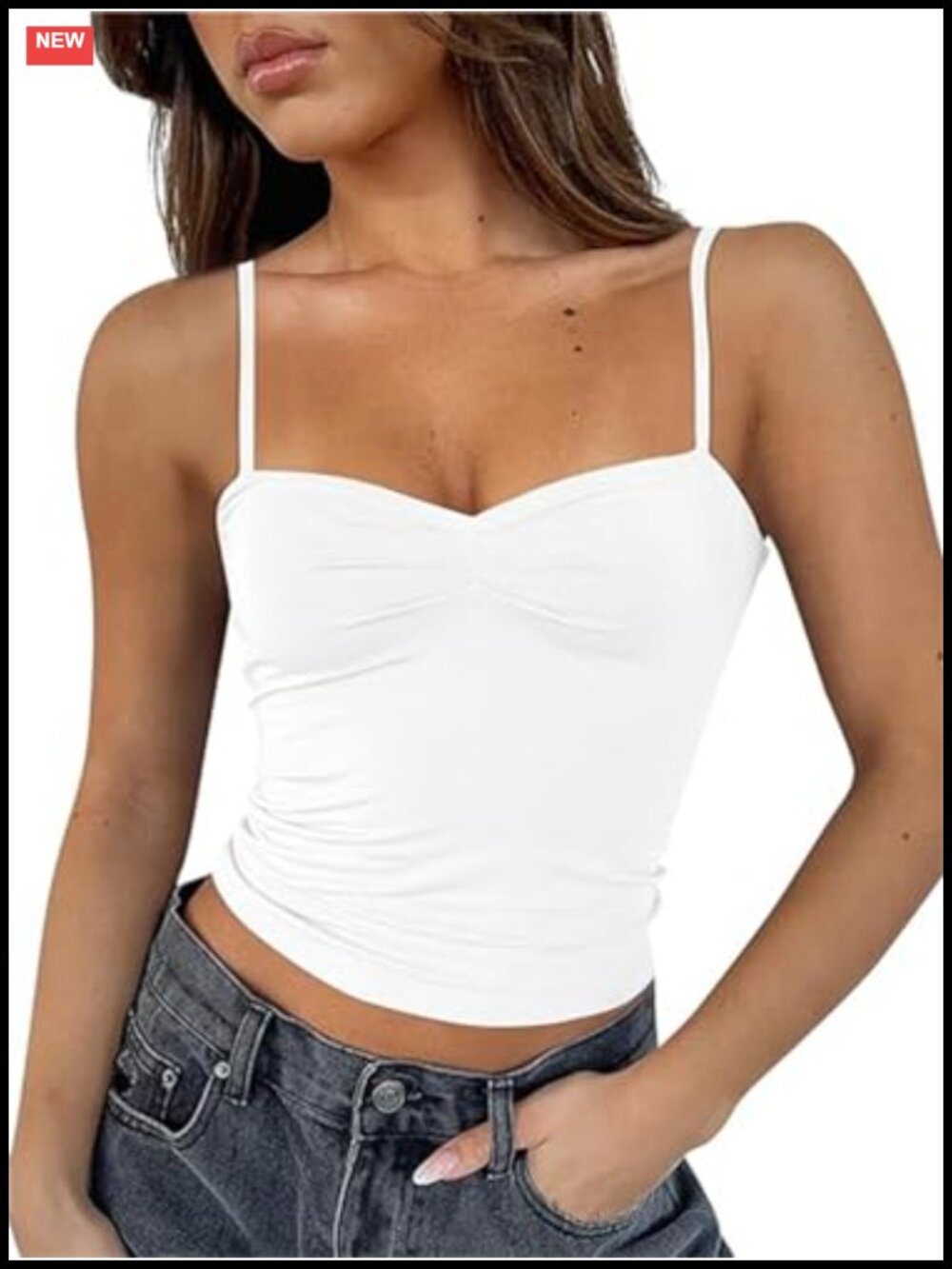 Women Sweetheart Neck Sleeveless Crop Tank Top Backless Spaghetti Strap Bustier